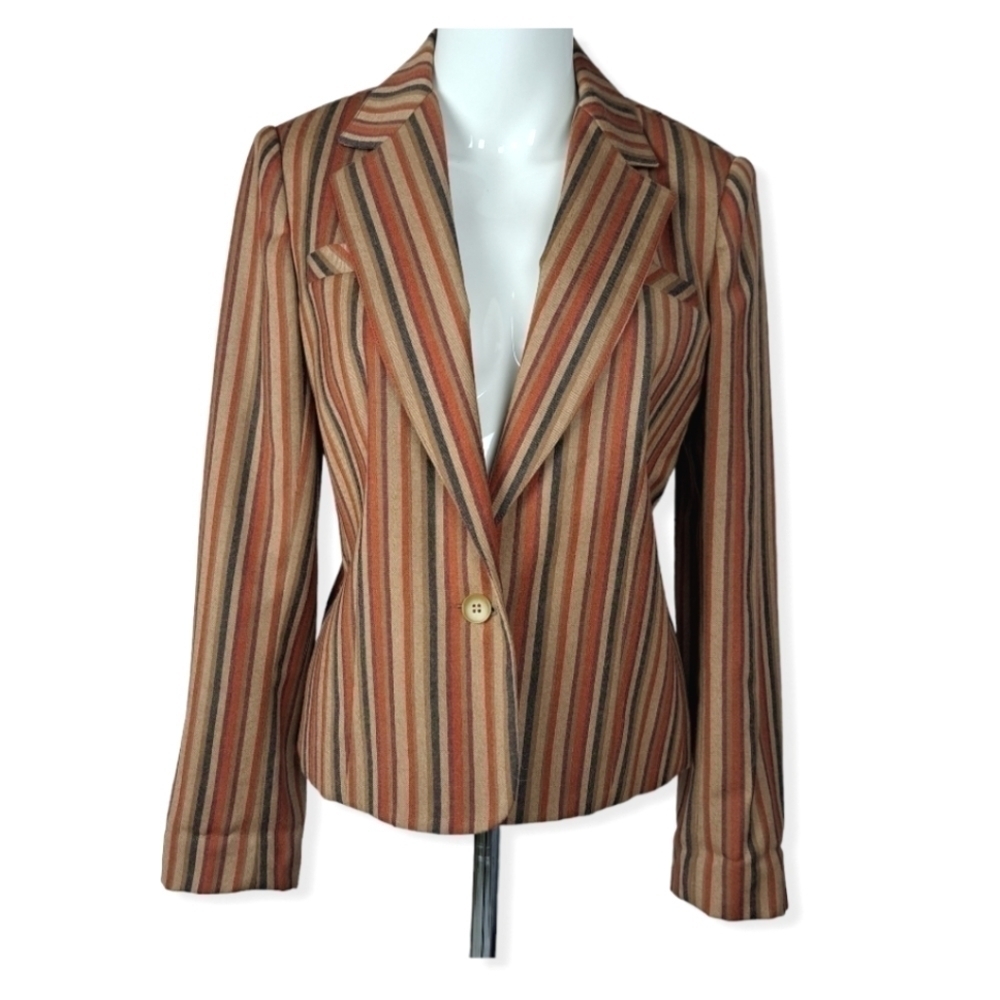 𝅺VINTAGE Bernard‎ Cowan pure virgin wool Striped Blazer